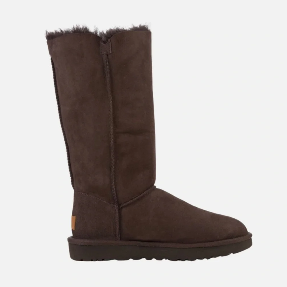 UGG Brown Ankle Boots with Button Detail - Picture 2 of 6